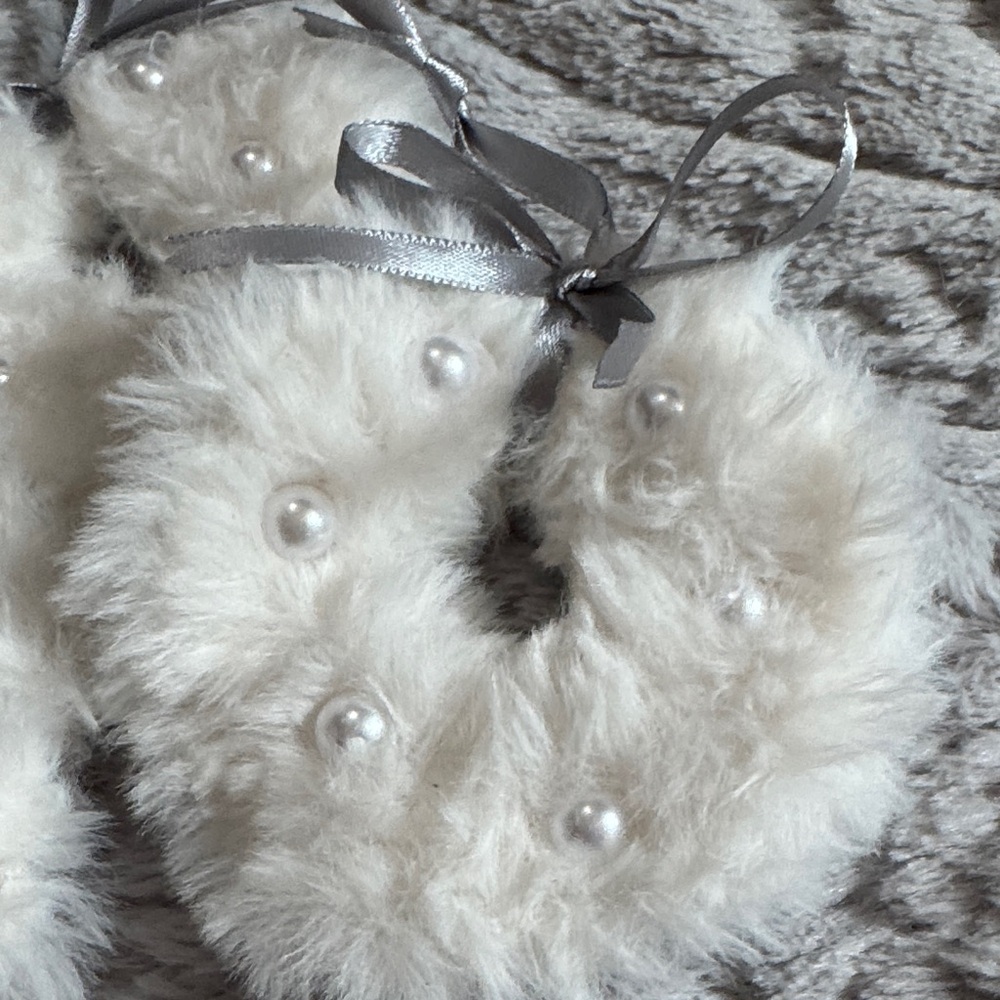 Faux Fur Pearl-Embellished Ornaments